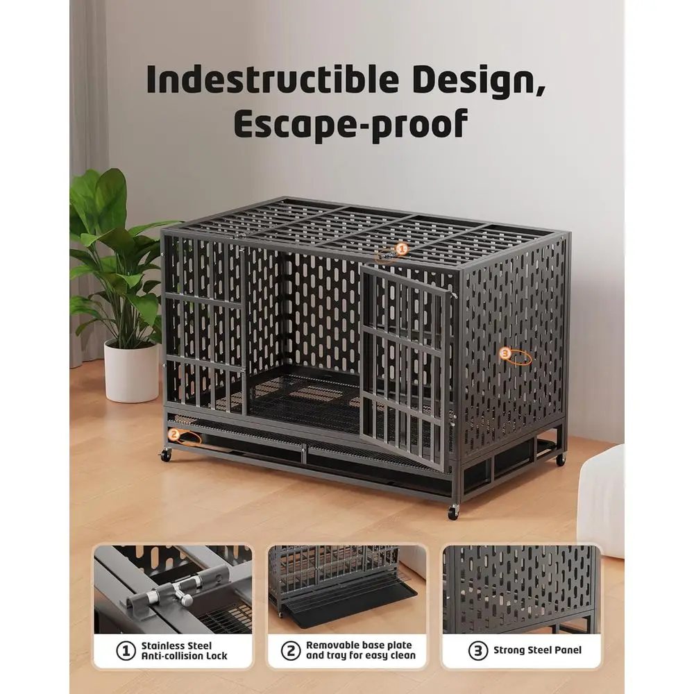 48-Inch Heavy Duty Indestructible Steel Dog Crate - image 2