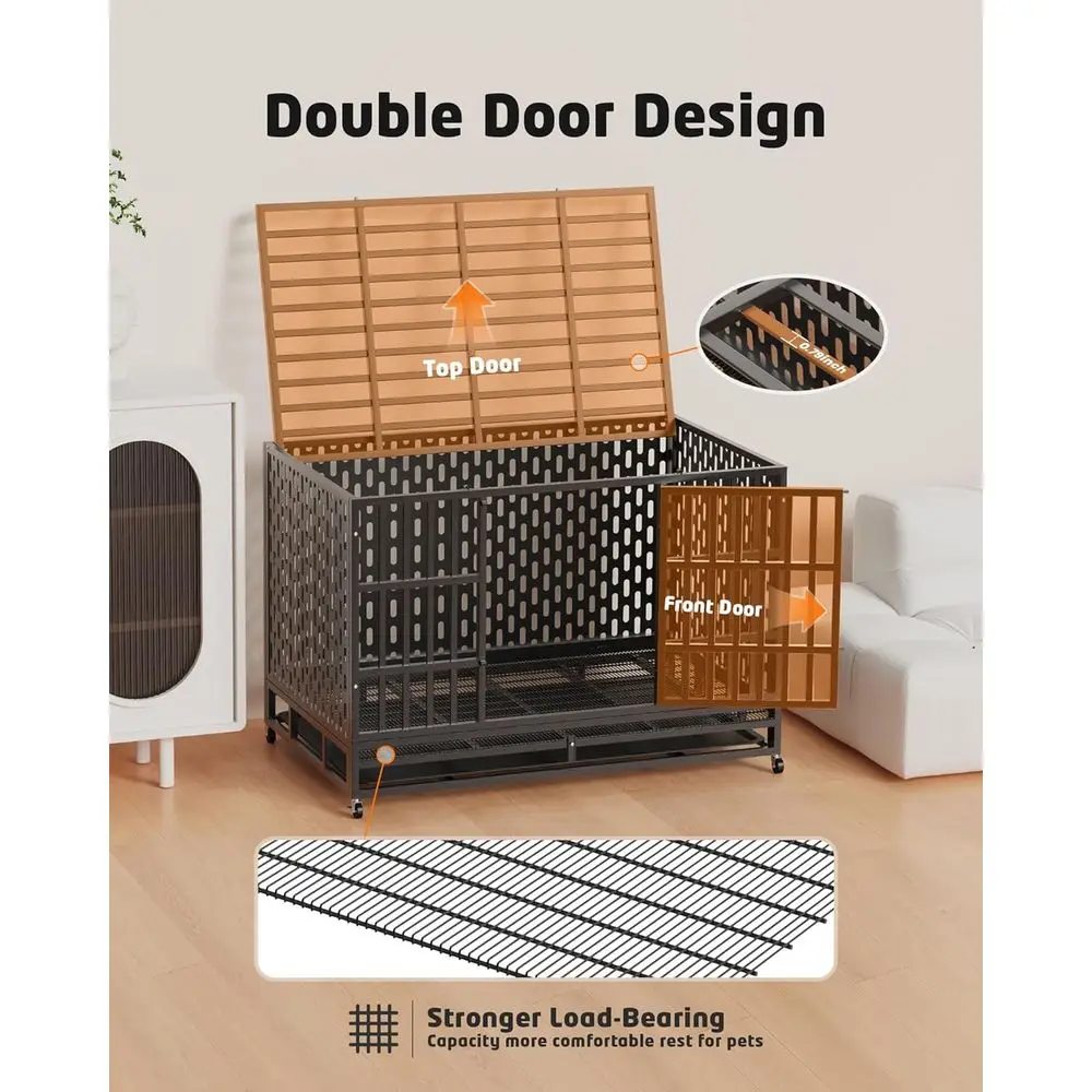 48-Inch Heavy Duty Indestructible Steel Dog Crate - image 3