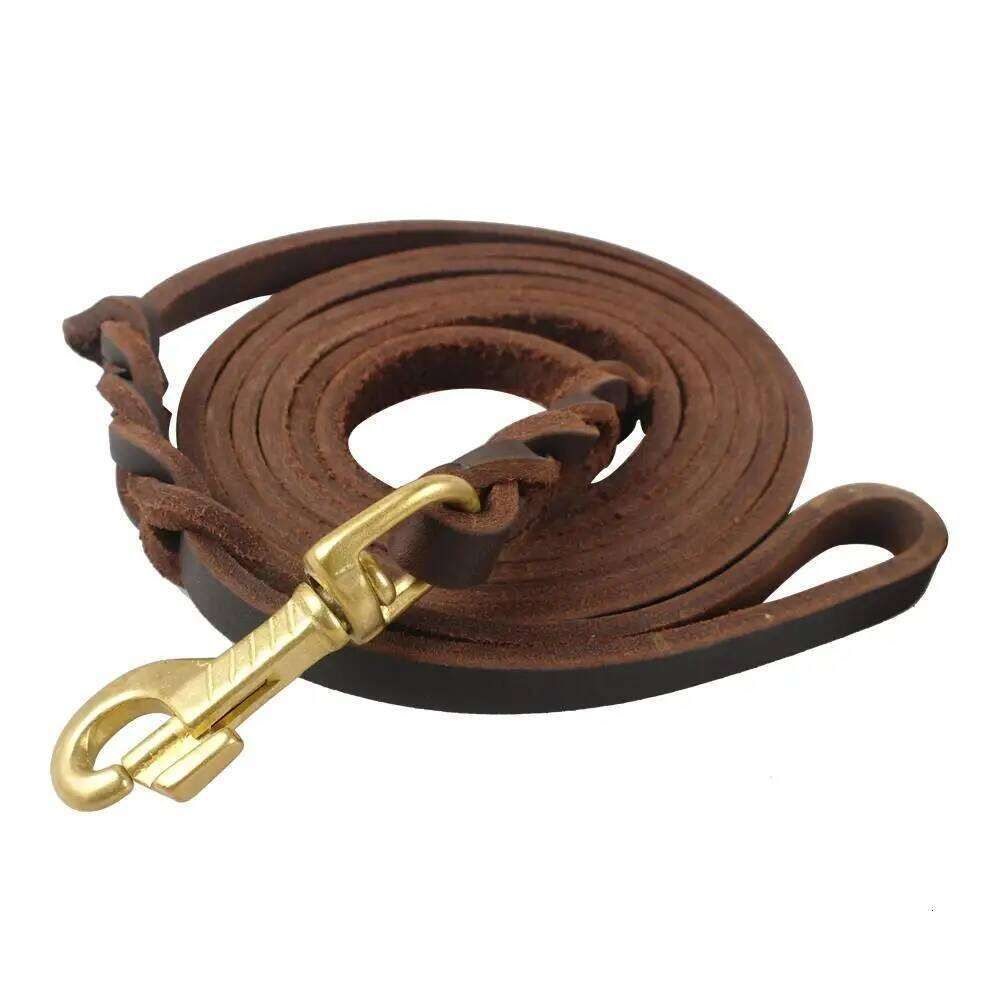 Braided Genuine Leather Dog Leash  -  Walking & Training - image 2