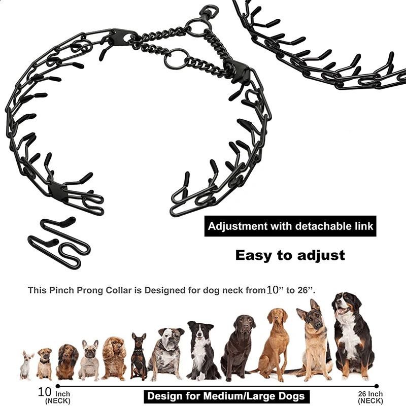 Metal Prong Training Collar  -  Rubber-Tipped Adjustable Links - image 5